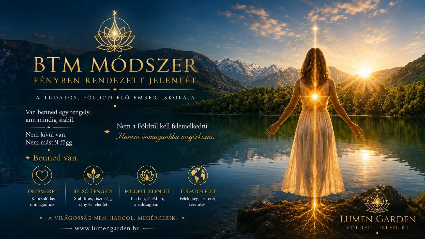 BTM Módszer – Fényben rendezett jelenlét, hegyvidéki tó és fénytengely